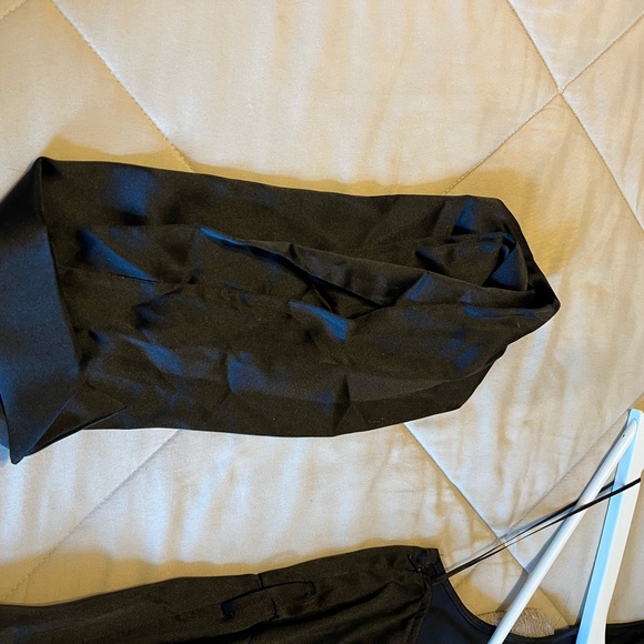 SATIN EFFECT HALTER JUMPSUIT XS ZARA BLACK - Picture 10 of 11